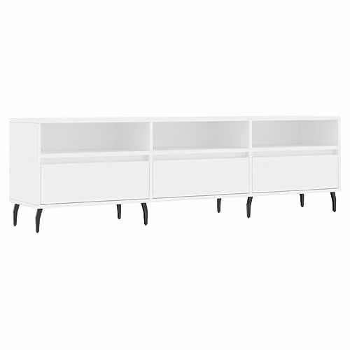 vidaXL Modern White TV Cabinet in MDF and Metal, W: 150 cm, D: 30 cm, H: 44.5 cm – 1