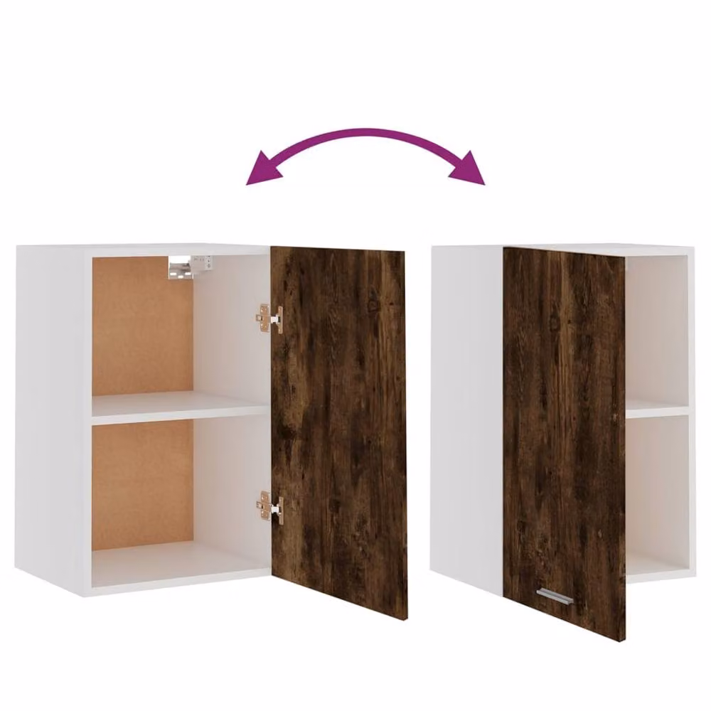 Berkfield Home Wall Mounted Hanging Kitchen Cabinet in Smoked Oak Brown with Glass Doors, W/D/H: 39.5 x 31 x 60 cm – 6