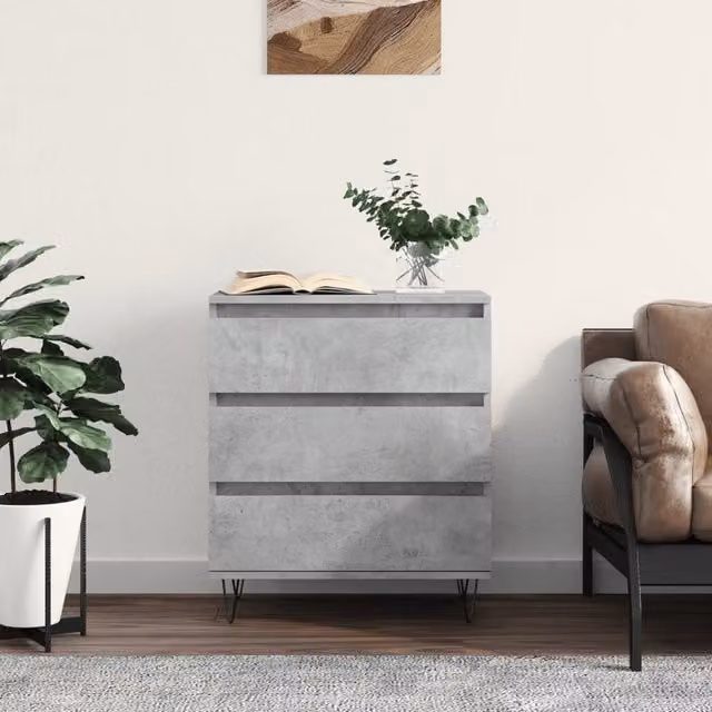 Berkfield Home Industrial Sideboard in Concrete Grey, W/D/H: 60 x 35 x 70 cm – 1
