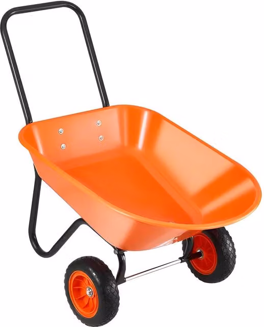 VEVOR Sturdy Metal Garden Dump Cart in Orange, 5 Cu Ft Capacity