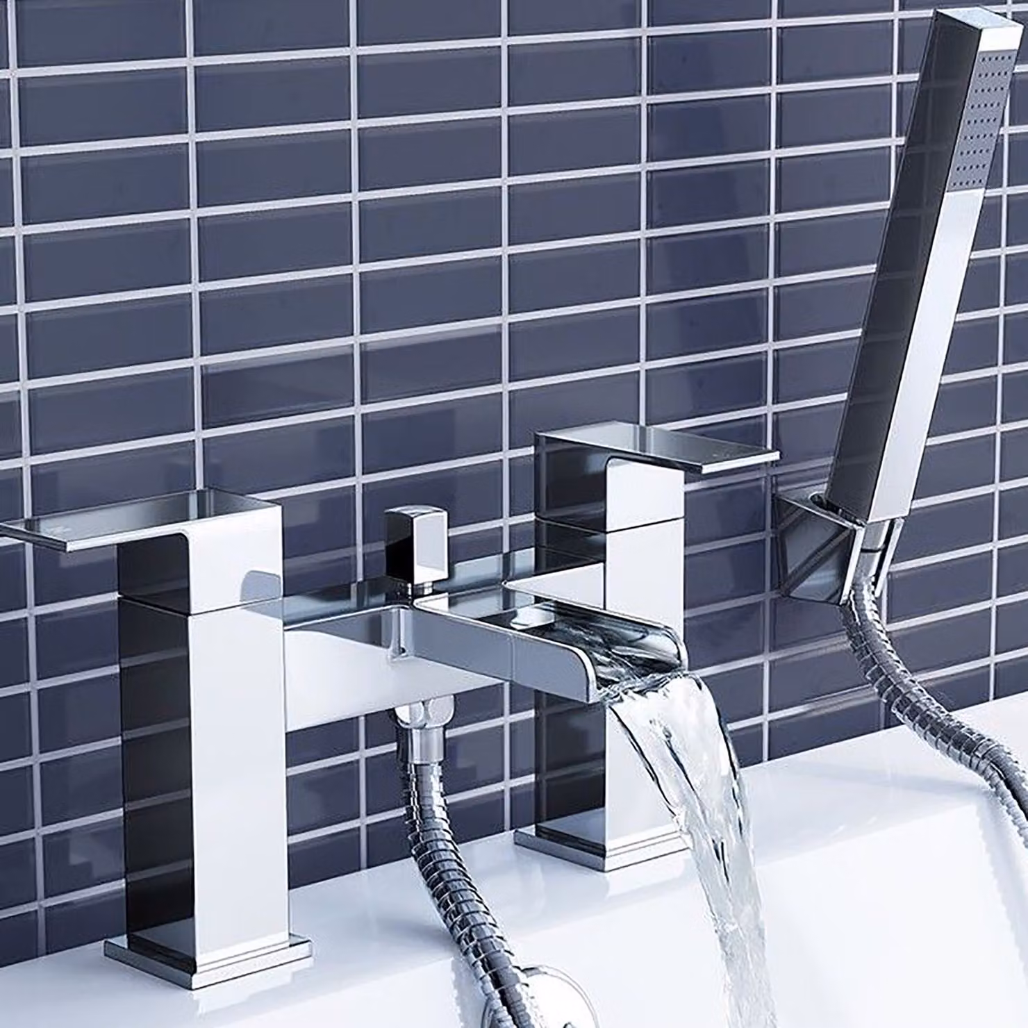 Hudson Reed Cascade Strike Open Spout Bath Shower Mixer Tap in Chrome