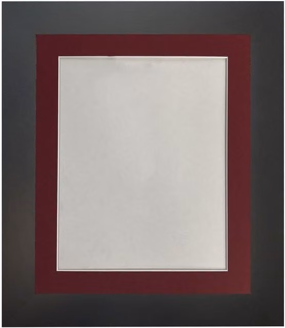 Frames & Mirrors 4U Metro Black Rectangular Picture Frame with Red Mount for 14 x 11 Inch Images