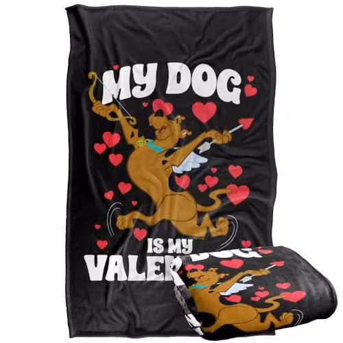 Warner Bros. Scooby Doo My Dog Is My Valentine Super Soft Fleece Throw Blanket, Multicolour – 1