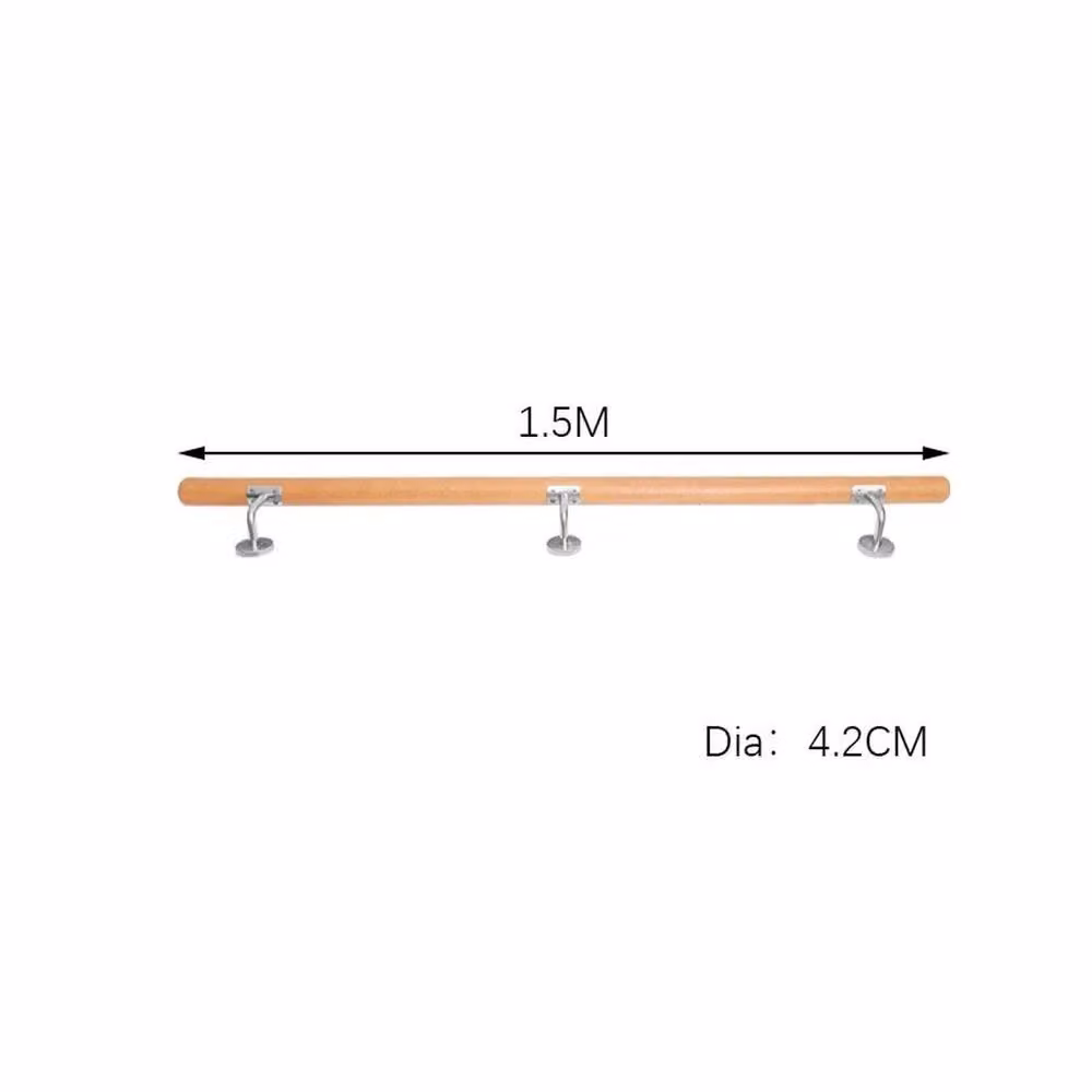 Kelvenix Brown Stainless Steel Wall-Mounted Round Stair Handrail with 3 Brackets, Length: 1.5 m, Width: 52 cm – 1