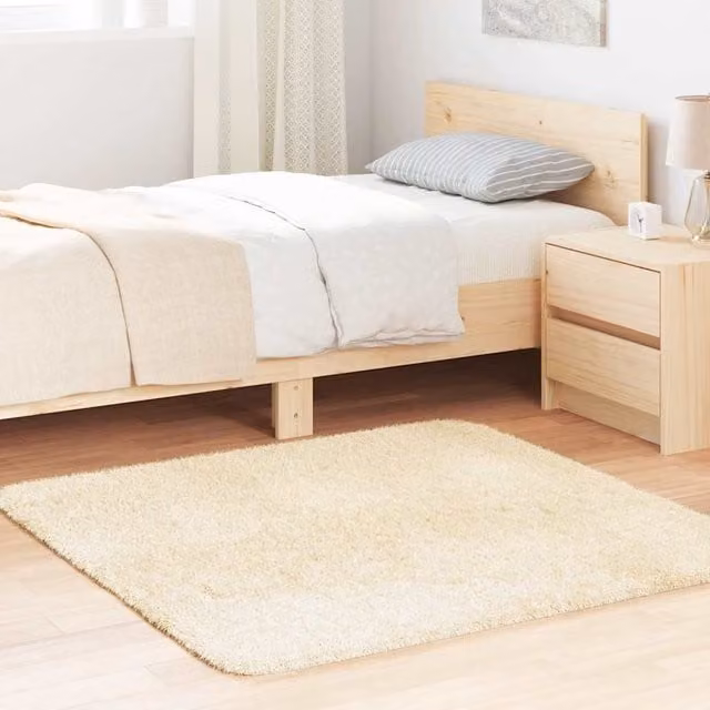 Berkfield Home Navarra Shaggy High Pile Rug, Cream, W/D: 120 x 120 cm
