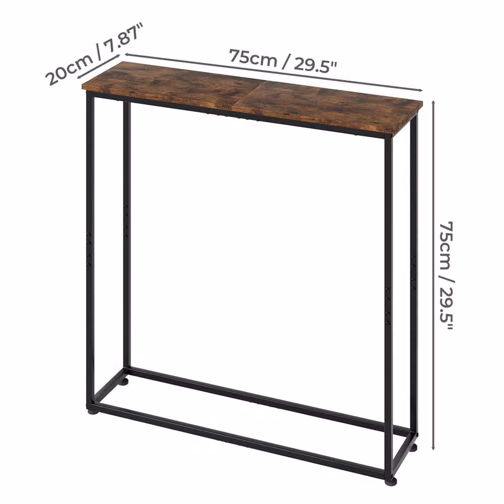 Levede Slim Console Hall Table and Display Shelf in Brown and Black – 4