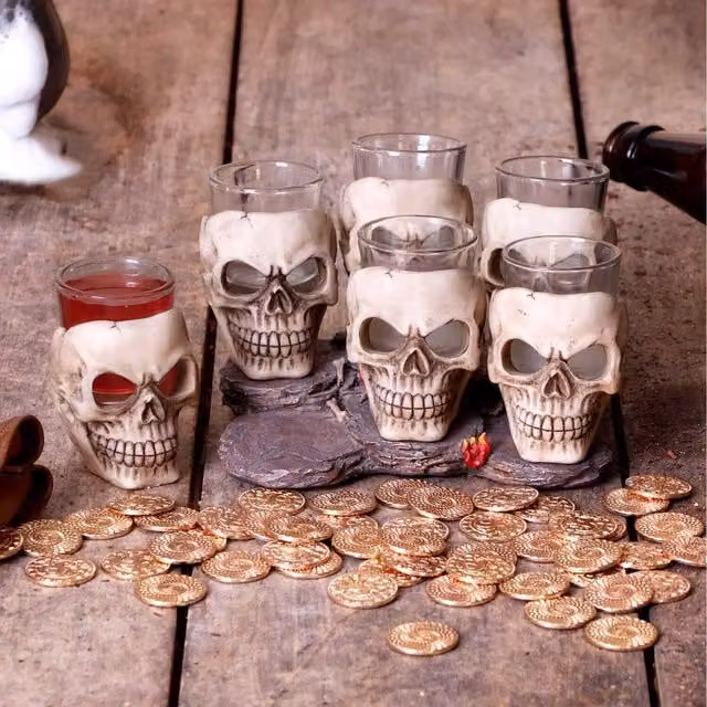 Nemesis Now Six Shooter Skulls Shot Glass Set, White
