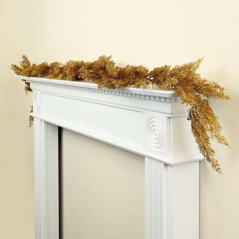 FLAVORA Gold Cedar Christmas Garland with Foliage and Leaves, W: 100 cm, D: 15 cm – 2