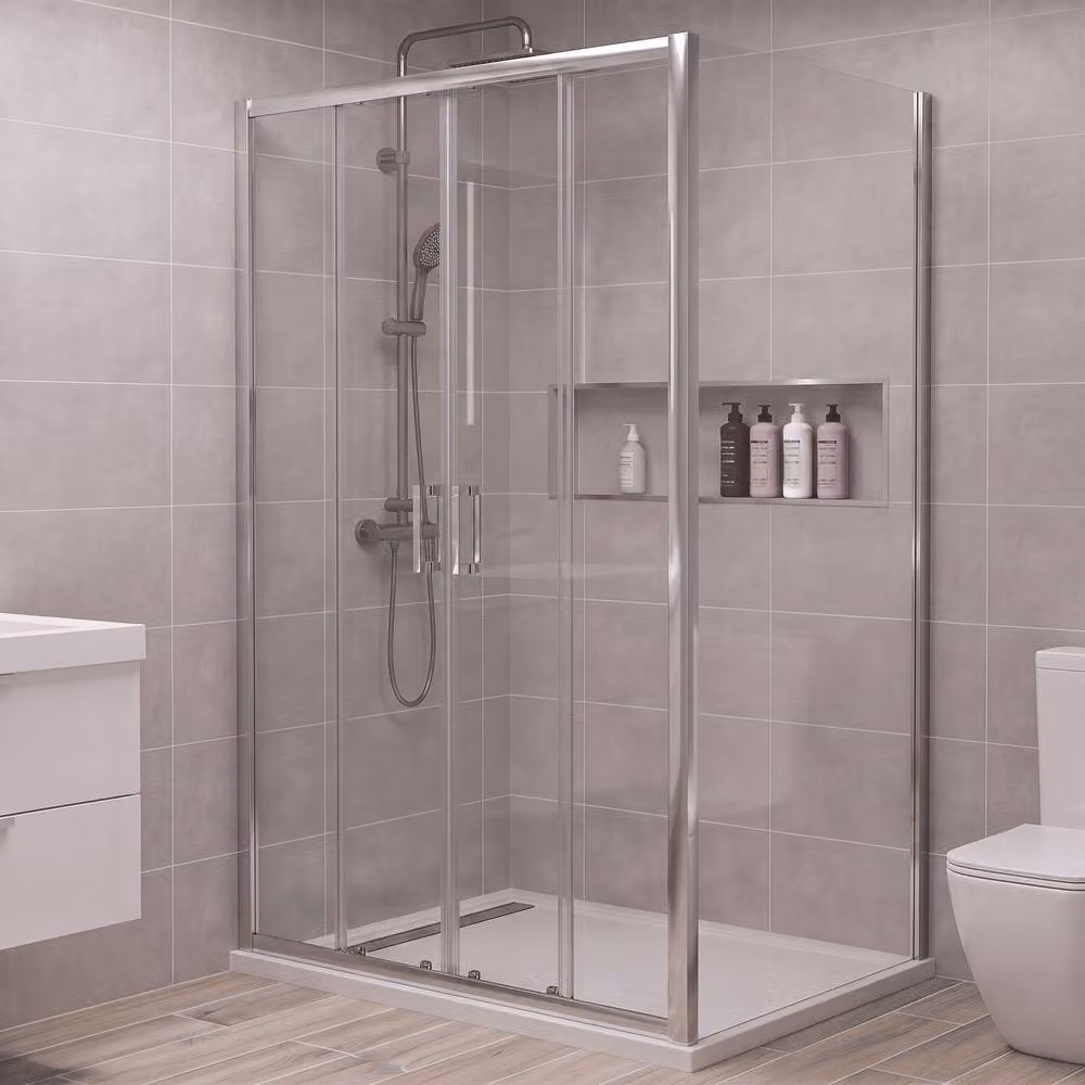 Balterley Rectangular Double Sliding Shower Door, Silver, W: 140 cm, H: 190 cm – 2