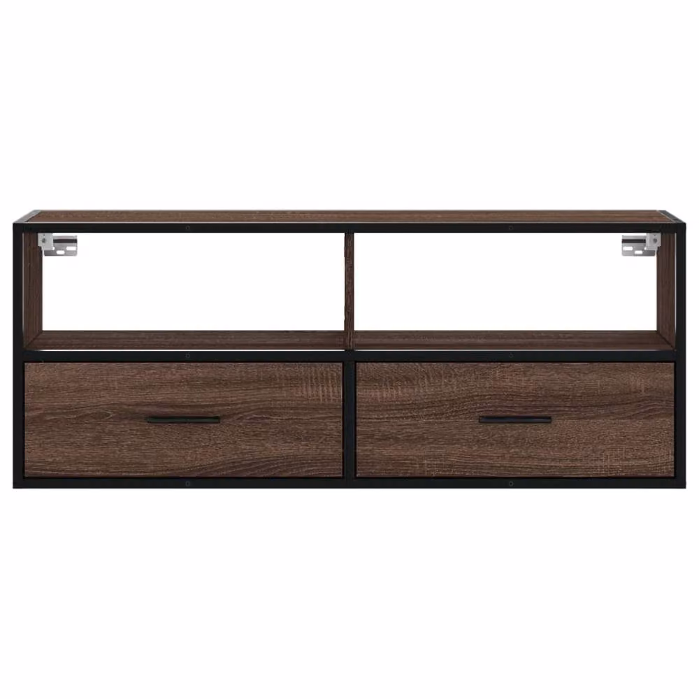 Berkfield Home Industrial TV Cabinet in Brown Oak, W/D/H: 100 x 31 x 39.5 cm – 4