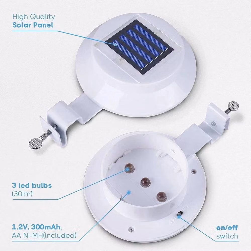 PAWNORA 6-Piece Solar Powered LED Gutter Lights in White – 4