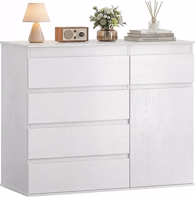 FORGEVIO 5 Drawer Chest of Drawers in White