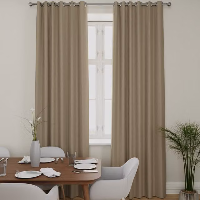 Terrys Elvira Made to Measure Blackout Fabric Curtain Panel in Taupe Beige and Brown with Eyelets