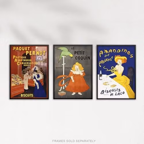 Artery8 Set of 3 Cappiello French Vintage Adverts Retro Wall Art Prints, Multicolour, W: 21.0 cm, H: 29.7 cm – 3