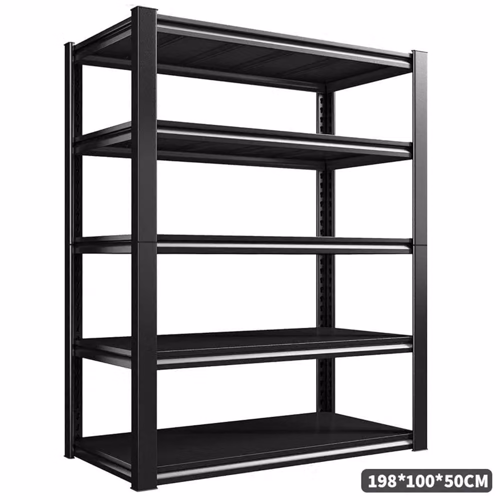 EONLION 5 Tier Height Adjustable Garage Shelving Racking in Black, W/D/H: 100 x 40 x 200 cm – 2