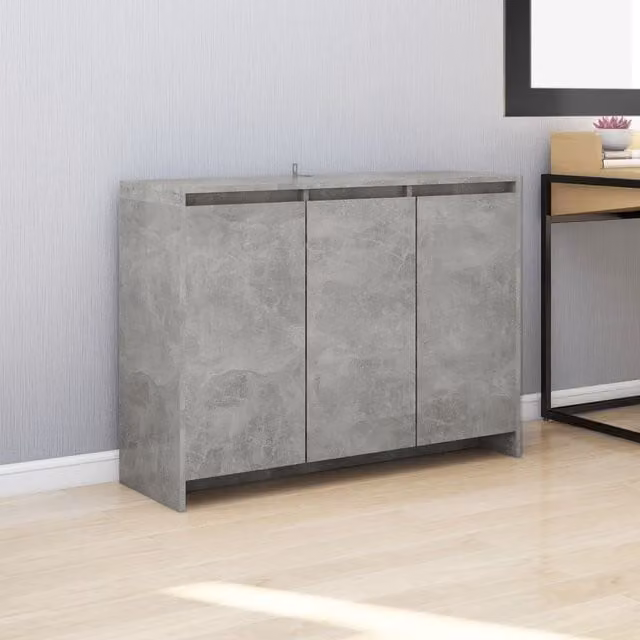 Berkfield Home Sideboard in Concrete Grey, W/D/H: 102 x 33 x 75 cm
