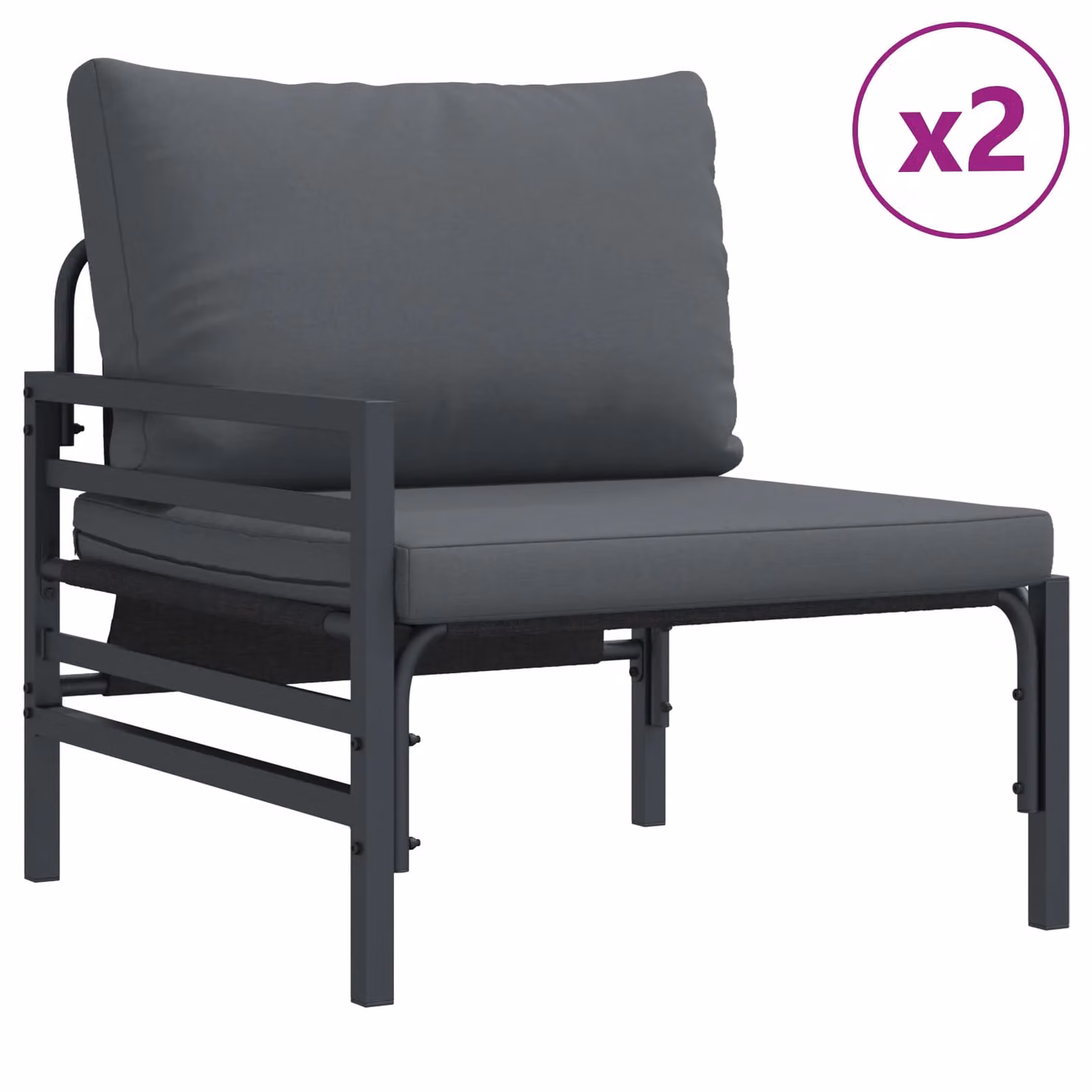 Berkfield Home 3 Piece Anthracite Garden Sofa Set with Powder Coated Steel Frame and Cushions – 3
