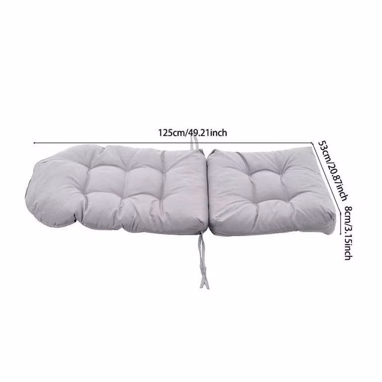 PAWNORA Chair Cushion in Light Grey, W: 125 cm, D: 53 cm, H: 8 cm
