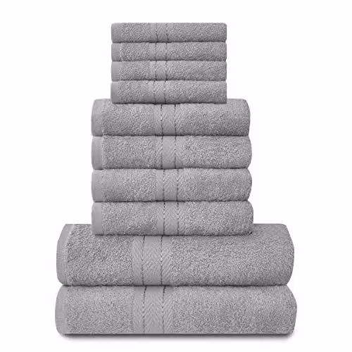 Gaveno Cavailia 10 Piece Egyptian Cotton Towel Set in Silver