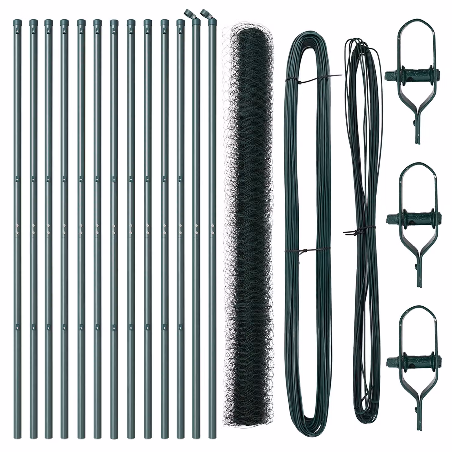 Berkfield Home Green Powder-Coated Steel Round Fencing Set of 2, W/D/H: 25 x 1.5 m – 2