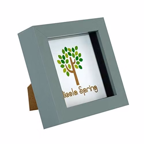 Nicola Spring Minimalist Square 3D Shadow Box Photo Frame, Grey, 10 x 10 cm – 1