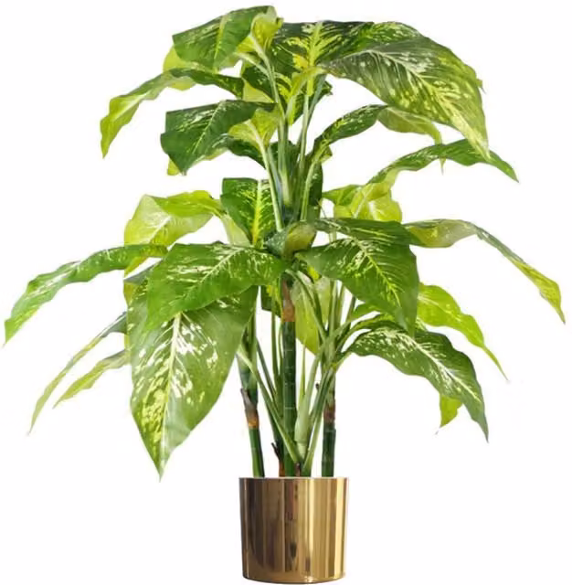 Large Fox Aglaonema Artificial Tree with Gold Metal Planter, Height: 100 cm – 1