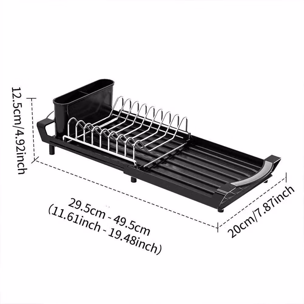 VOGREX Black Expandable and Foldable Kitchen Dish Drainer and Cutlery Holder – 2