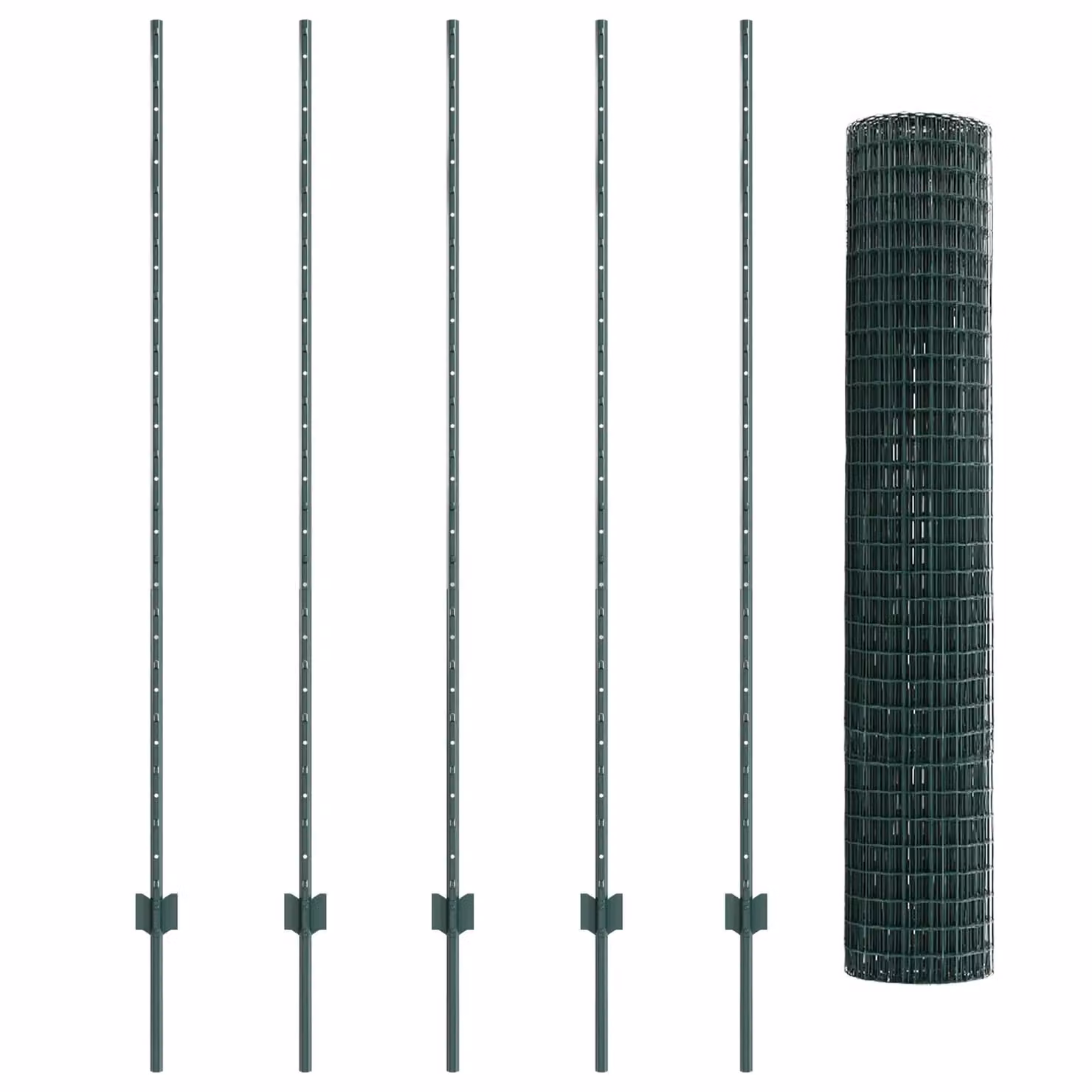 Berkfield Home Euro Fence Steel U-Profile with 5 U Posts, Green, W: 10 m, H: 1.6 m – 3