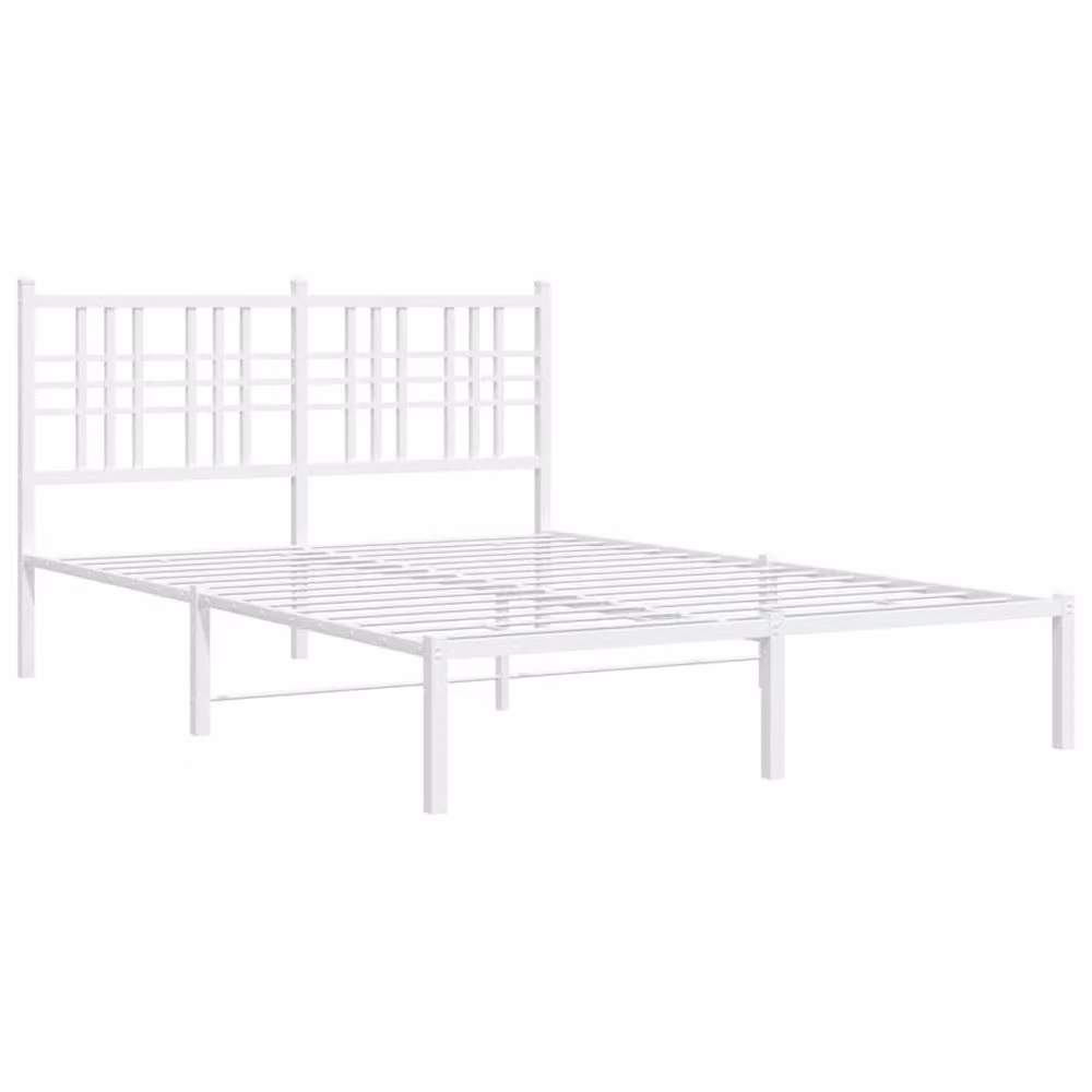 Berkfield Home Metal Bed Frame with Headboard, White, W/D/H: 140 x 200 cm – 3
