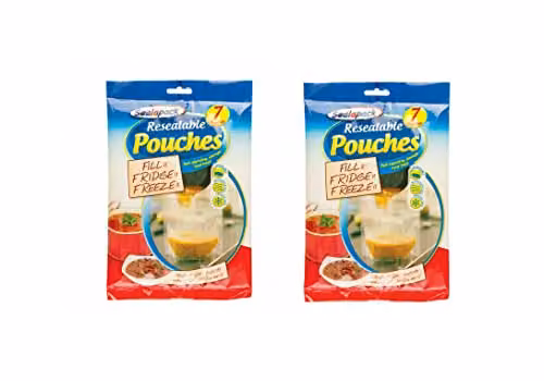 Sealapack Pack of 7 Resealable Transparent Plastic Food Pouches, 1L Capacity – 2