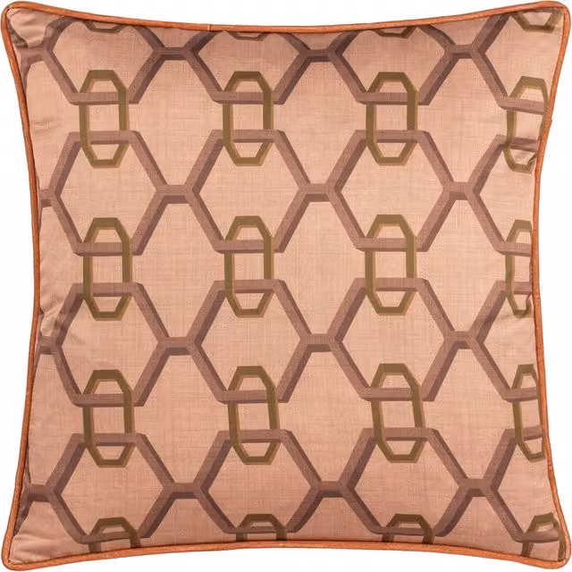 Make It A Home Carnaby Chain Geometric Pink Satin Square Cushion