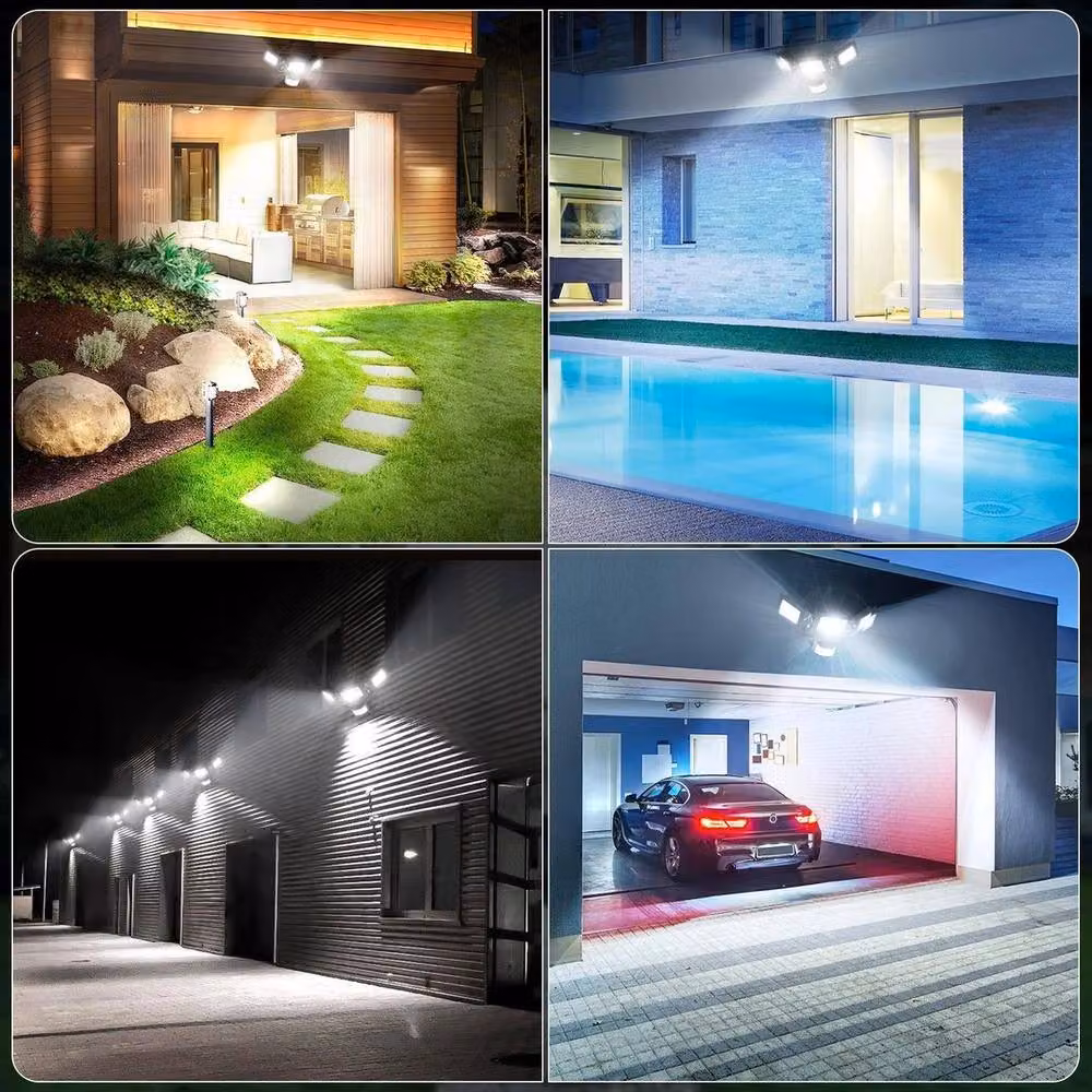 Kelvenix 100W 3 Head LED Security Floodlight with PIR Motion Sensor and Timer in Black – 4