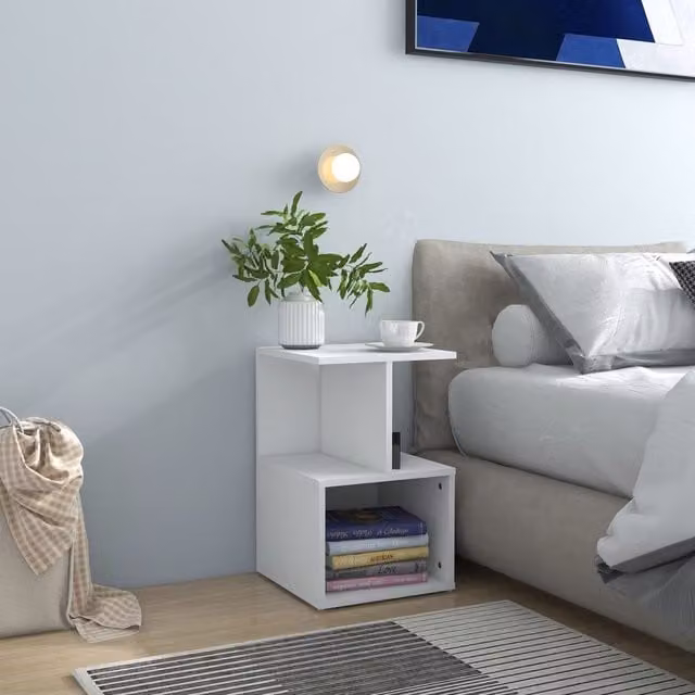 Berkfield Home Set of 2 White Classic Bedside Cabinets in Engineered Wood, W/D/H: 35 x 35 x 55 cm