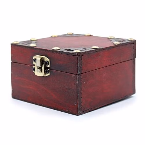 KDMD Set of 2 Vintage Gothic Square Wood and Metal Boxes in Red