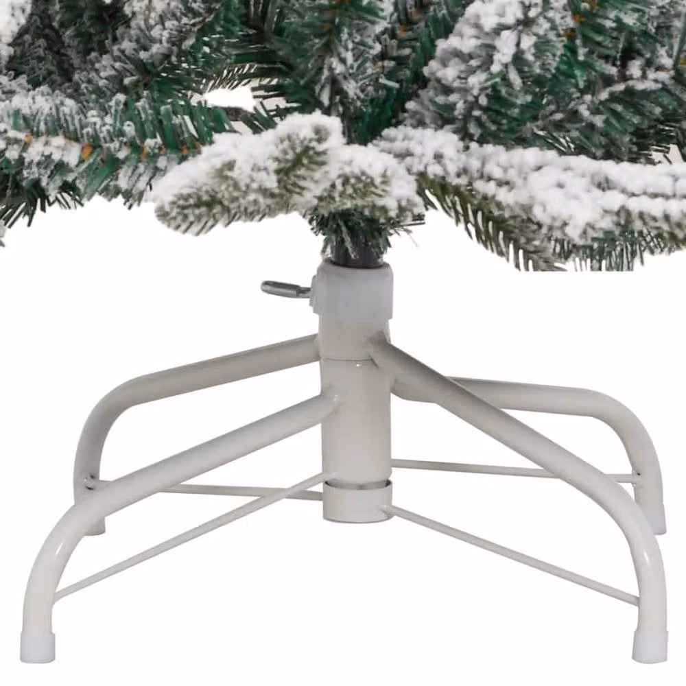 Berkfield Home Beautiful Artificial Hinged Christmas Tree with Flocked Snow, White, Height: 150 cm – 5