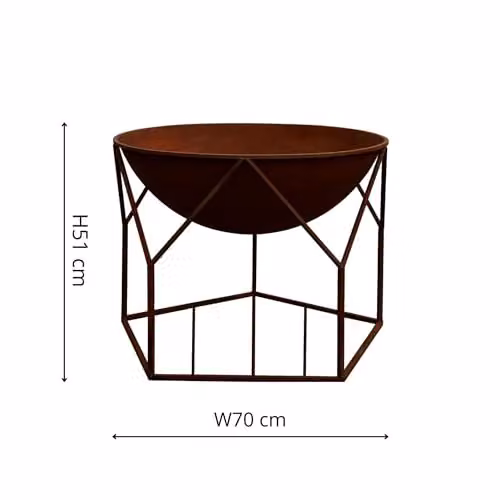 Ivyline Buckingham Firebowl with Geometric Stand in Rust, W70cm x H51cm – 3