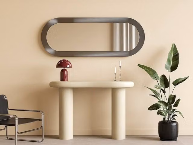 Vente-unique Oval Aluminium Wall Mirror in Brushed Gunmetal Silver, W: 60 cm, H: 160 cm – 1