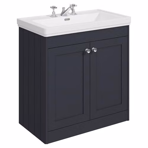 Balterley Classic Floor Standing 2 Door Vanity Unit with 3 Tap Hole Basin and Rectangular Sink, Dark Grey, W: 80 cm, D: 45.3 cm, H: 80 cm – 3