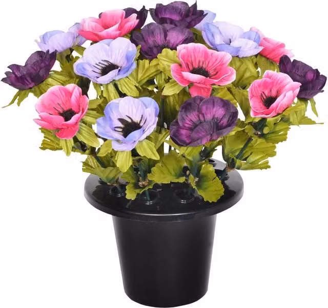 Sincere Floral Purple and Multicolour Artificial Rose Memorial Graveside Bowl