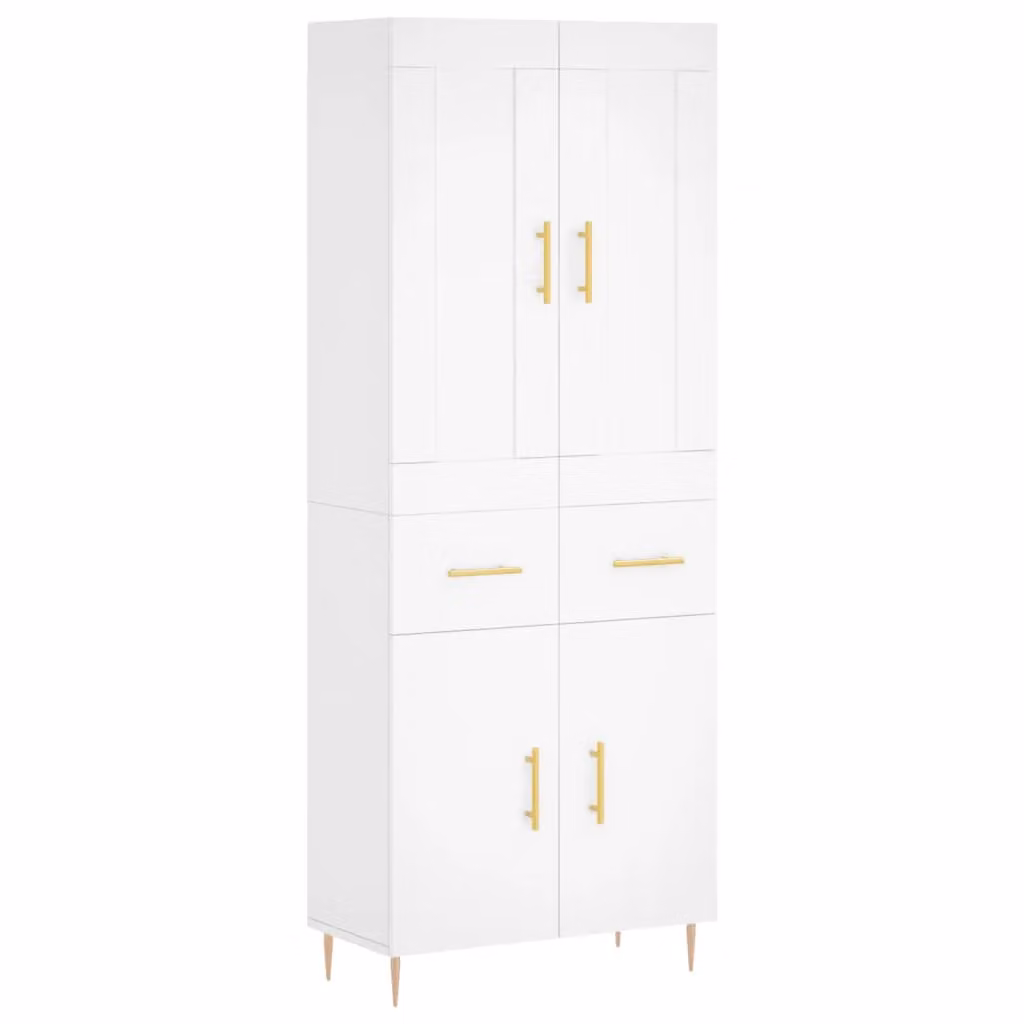 Berkfield Home White Modern Highboard with Hinged Doors and Internal Shelves, W/D/H: 69.5 x 34 x 180 cm – 2
