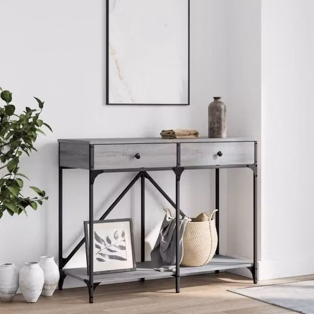 Berkfield Home Grey Sonoma Console Table, W: 100 cm, D: 39 cm, H: 78.5 cm