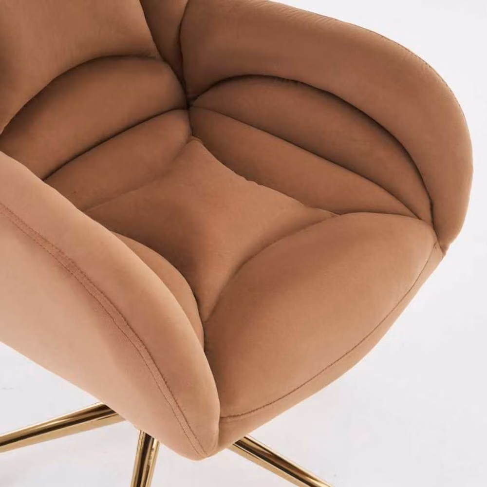 STILVORA Modern Velvet Swivel Task Chair in Brown with Adjustable Height and Castors – 2