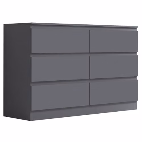 FWStyle Carlton Matt Dark Grey 6 Drawer Chest of Drawers W/D/H: 120 x 40 x 77 cm – 1