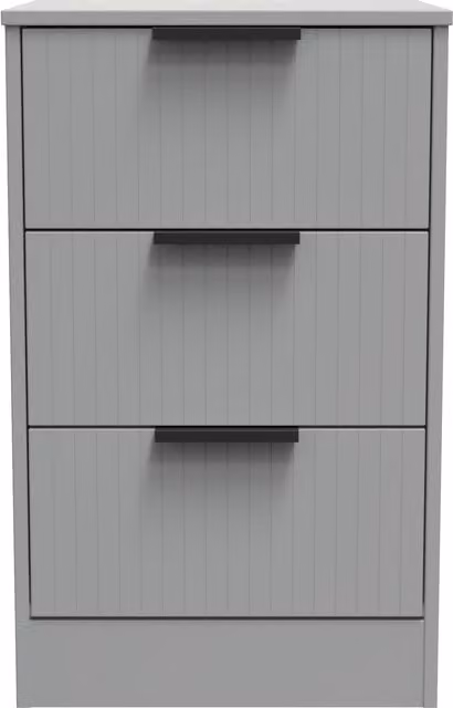 Ready Assembled 2 U Denver 3 Drawer Bedside Cabinet in Grey