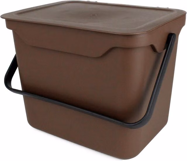 All-Green Easy Eco 5L Wall Mounted Kitchen Compost Caddy with Odour Filter and Flip Lid in Brown