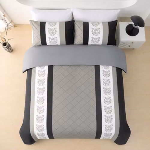 Lazzaro Grace Reversible Super King Duvet Cover Set in Grey, Brushed Microfibre, W/D/H: 260 x 220 x 220 cm – 3