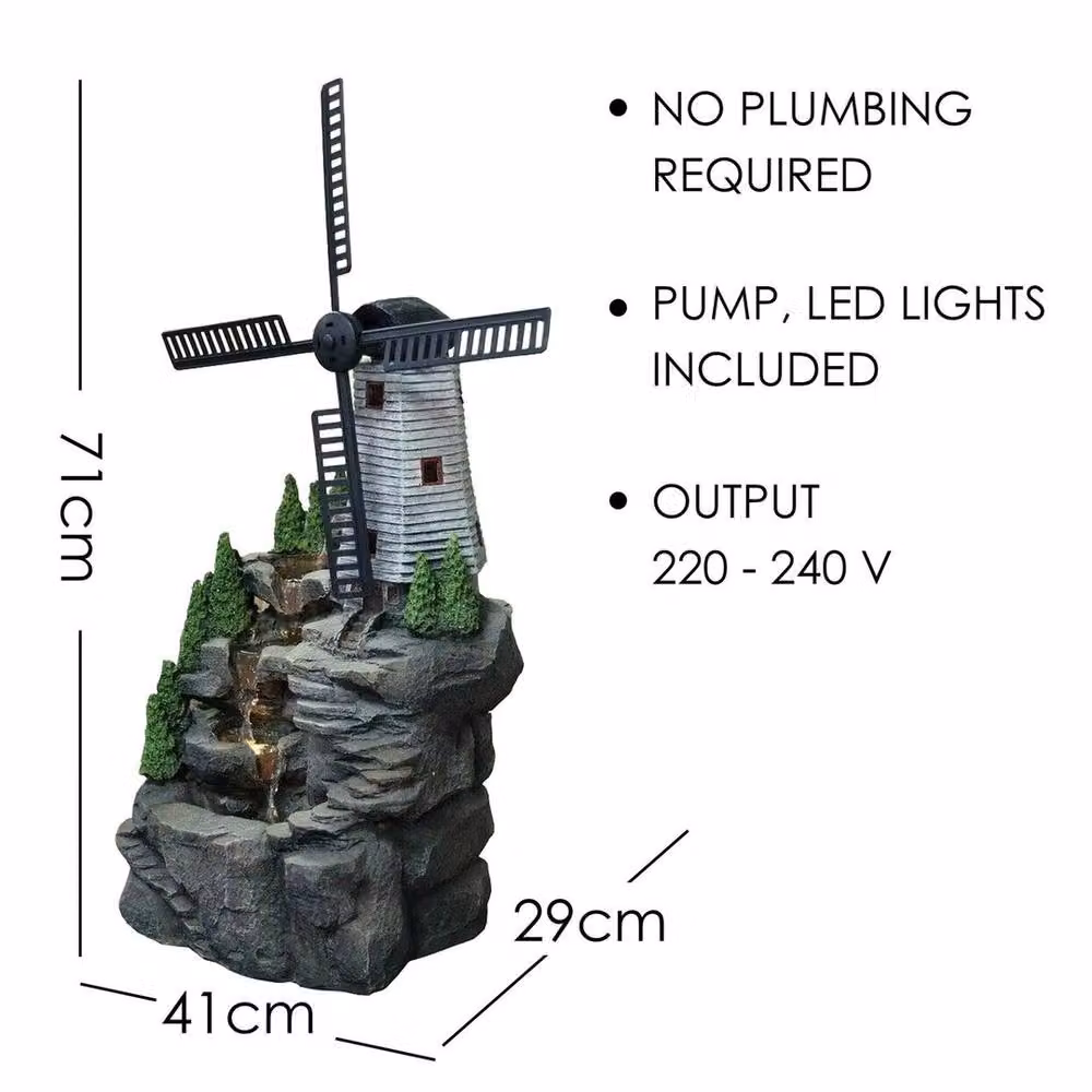 FLAVORA Grey LED Cascade Water Feature for Indoor or Outdoor Use, W/D/H: 41.0 x 29.0 x 71.0 cm – 2