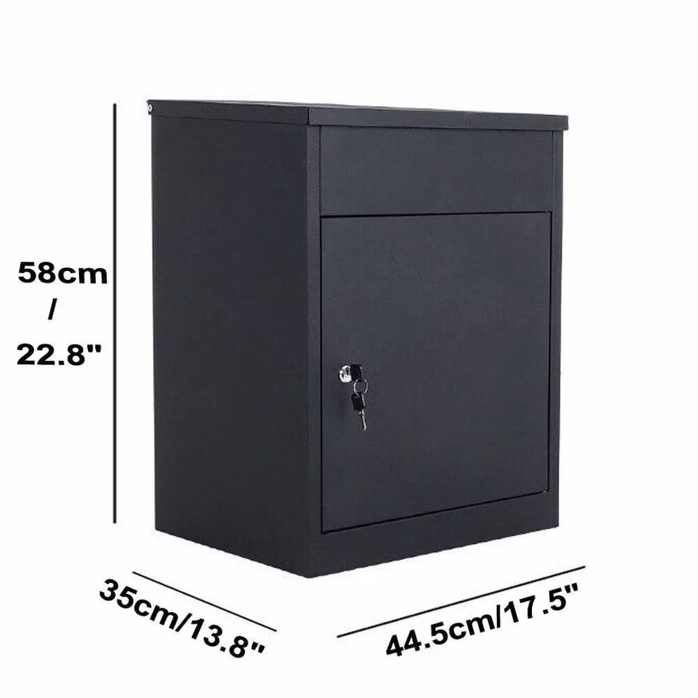 FLAVORA Lockable Wall-Mounted Parcel Drop Box in Grey Galvanised Steel, H 58.0 cm x W 44.5 cm x D 35.0 cm – 2