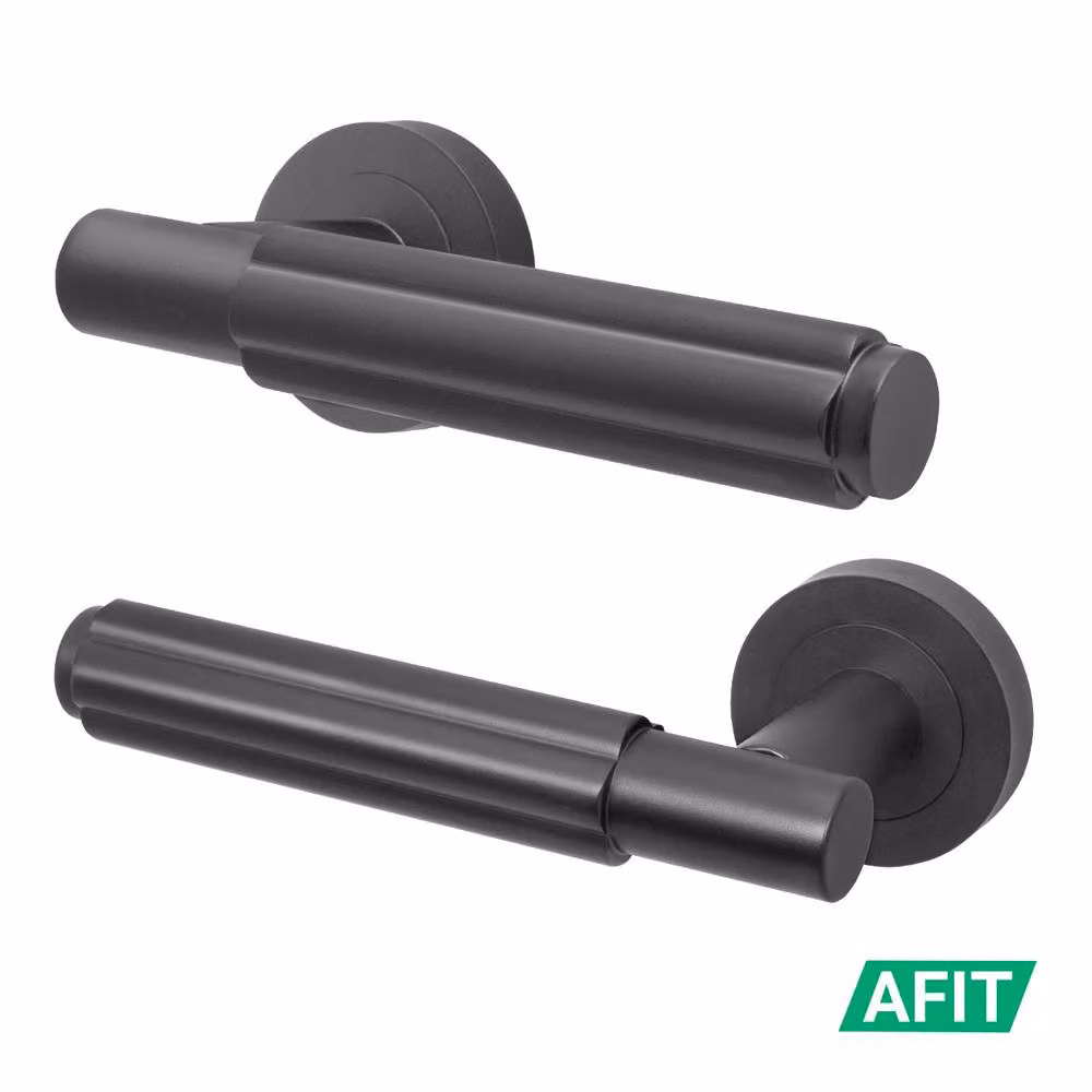 AFIT Matt Black Aluminium Internal Lever On Rose Door Handle, W/D/H: 15.0 x 15.0 x 6.7 cm – 2