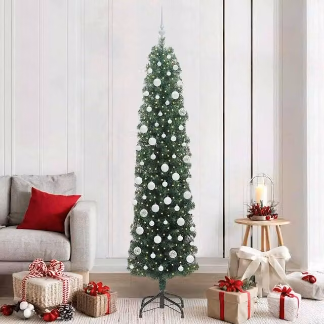 Berkfield Home Artificial Green Christmas Tree with 300 Warm White LEDs and Stand, Height: 210 cm – 1